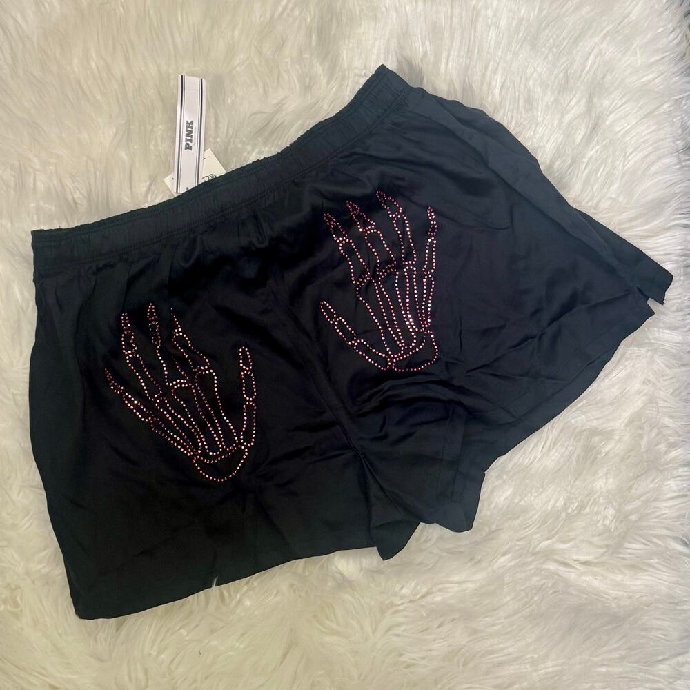 PINK Victoria’s Secret 2025 Bling Skeleton hands Sleep Shorts Silky Small NWT